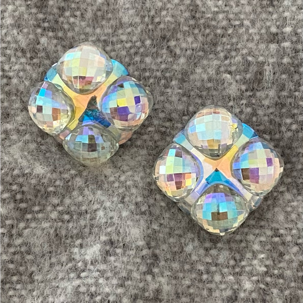 Iridescent Crystal Earrings 1980s